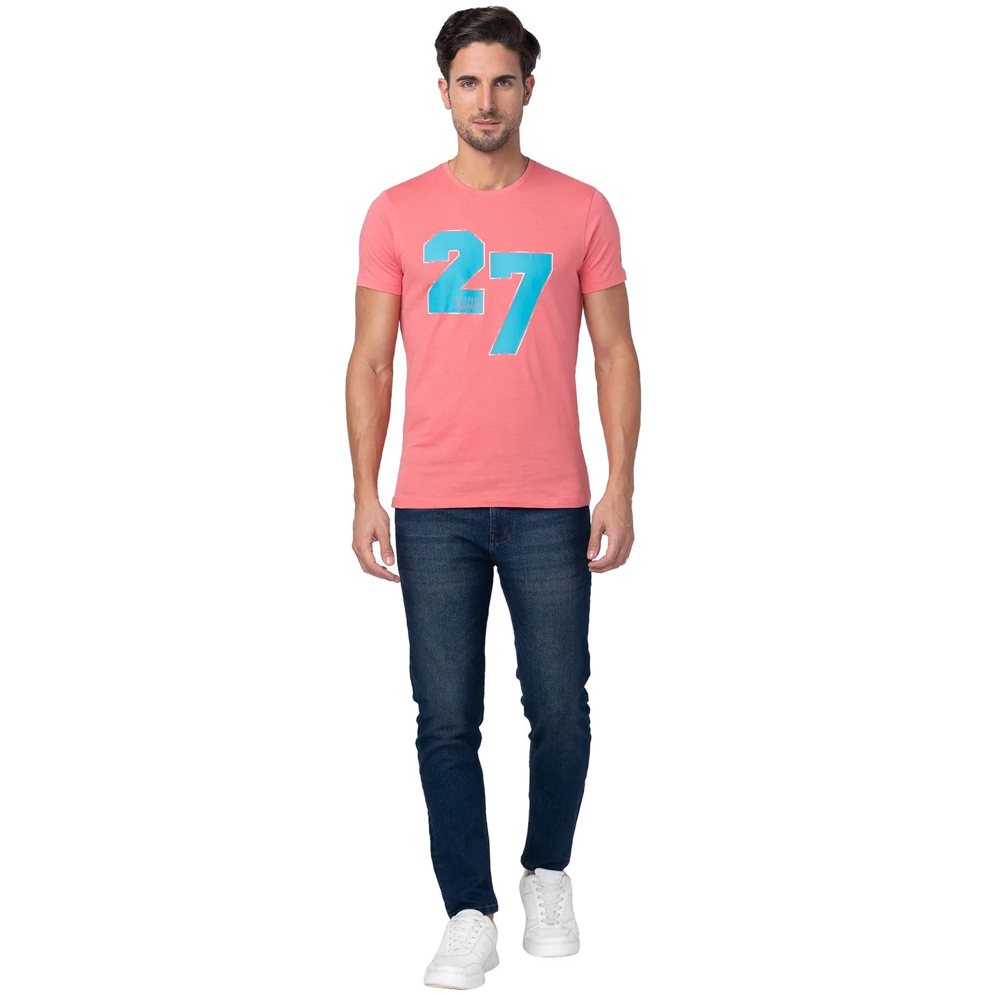 Coral Regular Fit Round Neck Men's T-Shirt by Being Human Clothing
