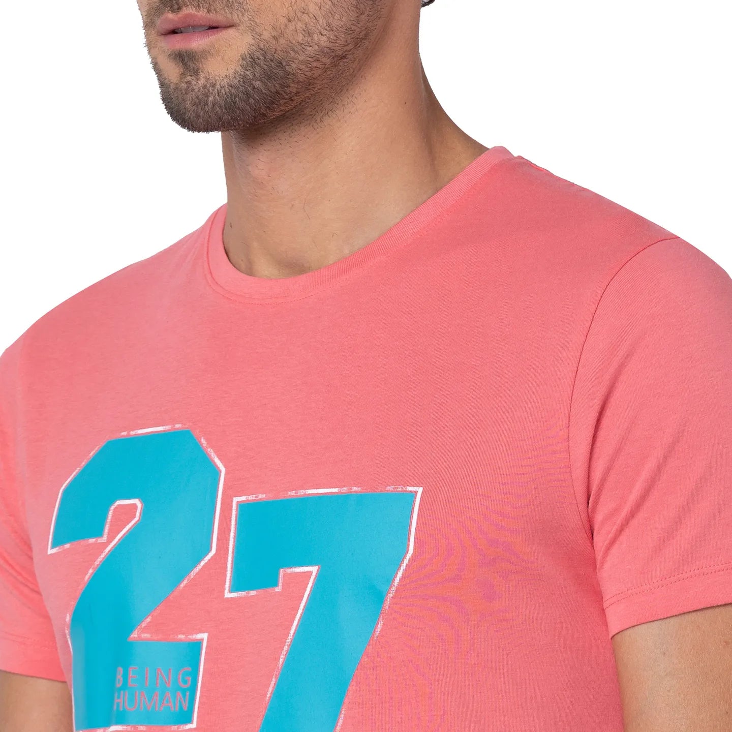 Coral Regular Fit Round Neck Men's T-Shirt by Being Human Clothing