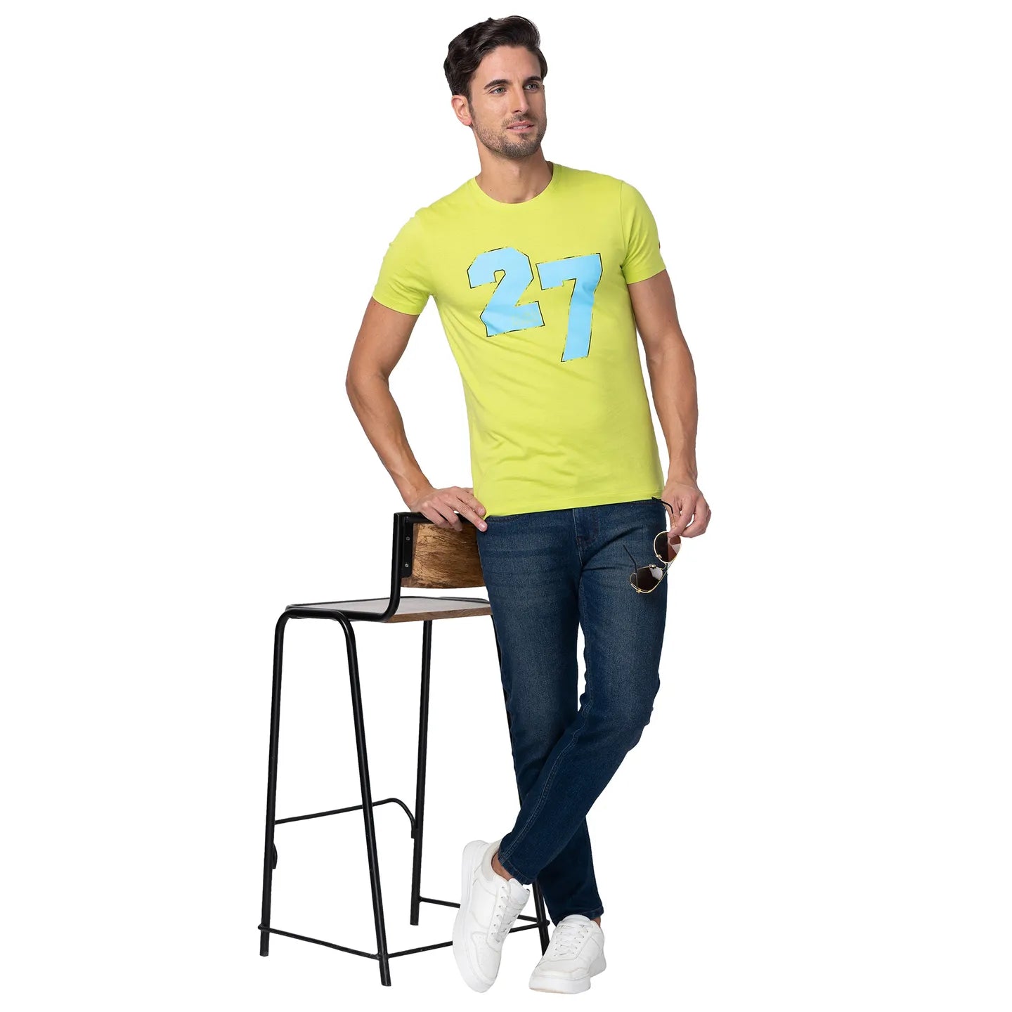Green Regular Fit Men's Short Sleeves T-Shirt by Being Human Clothing