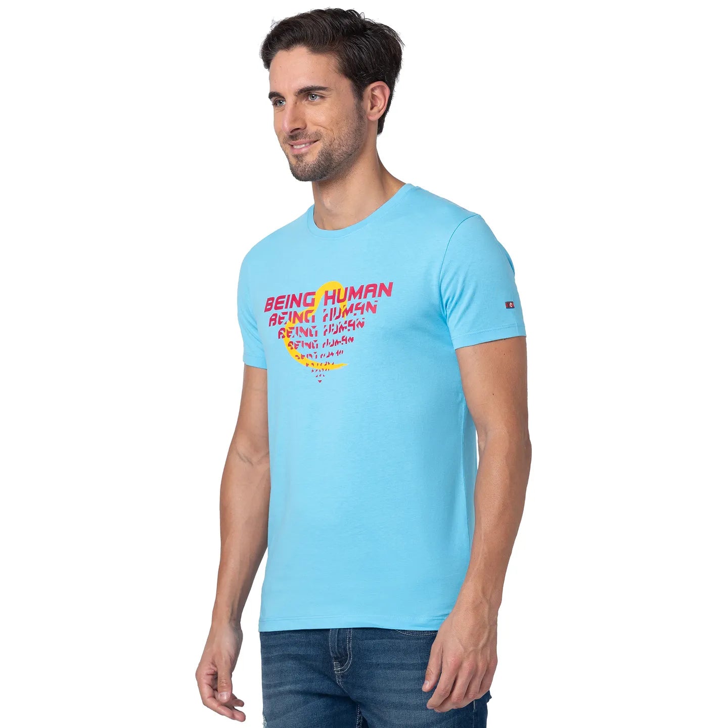 Blue Regular Fit Men's Short Sleeves T-Shirt by Being Human Clothing