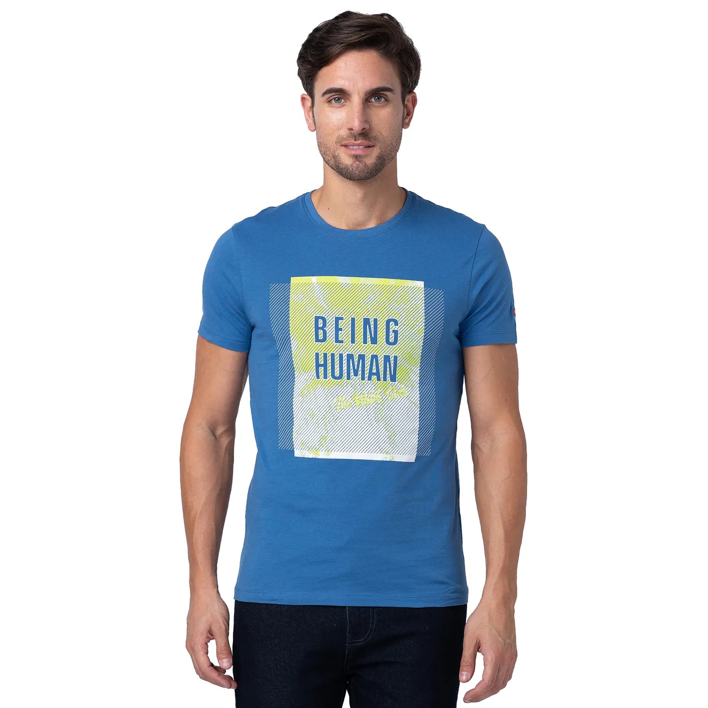 Blue Regular Fit Men's Short Sleeves T-Shirt by Being Human Clothing