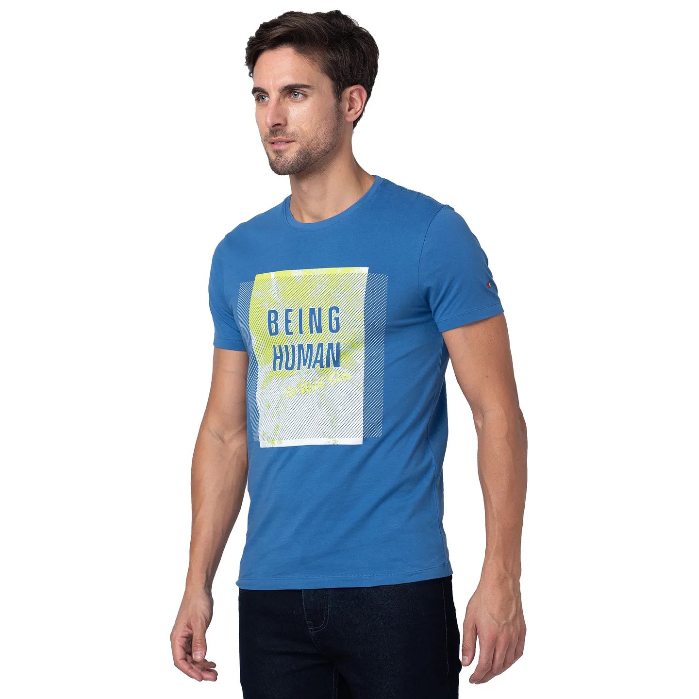 Blue Regular Fit Men's Short Sleeves T-Shirt by Being Human Clothing