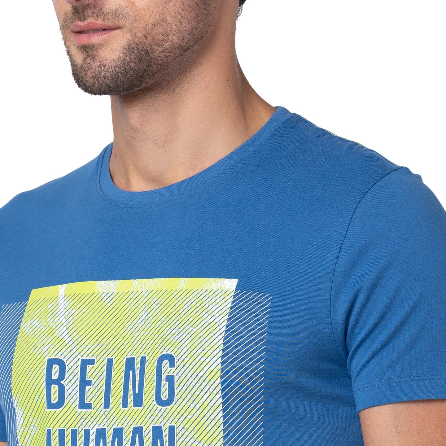 Blue Regular Fit Men's Short Sleeves T-Shirt by Being Human Clothing