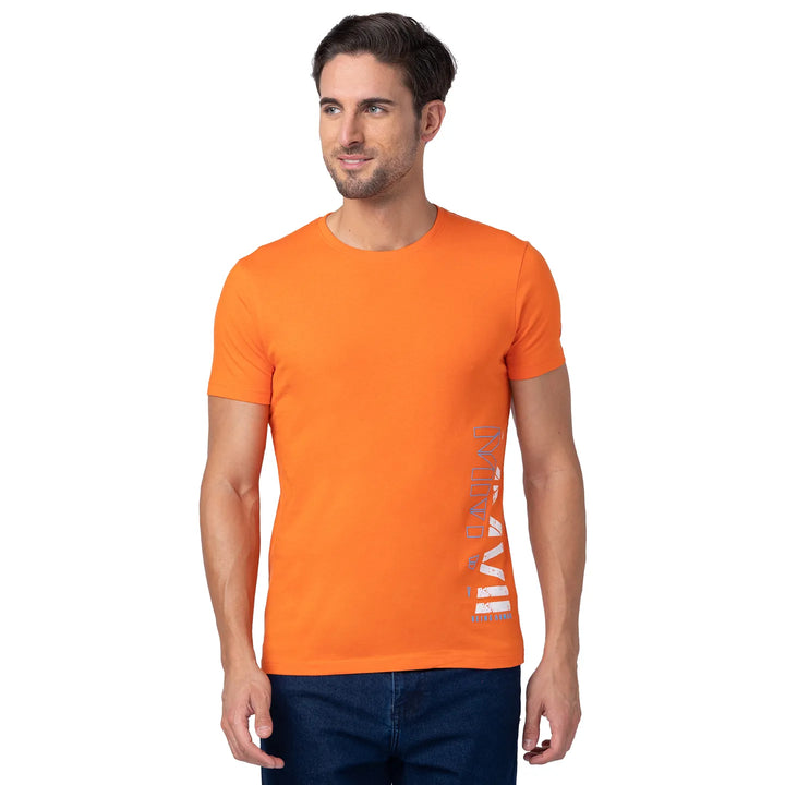 Red Orange Regular Fit Round Neck Men's T-Shirt by Being Human Clothing