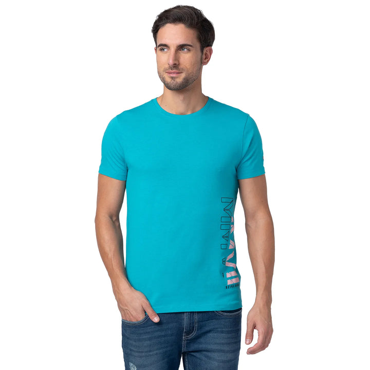 Viridian Green Regular Fit Round Neck Men's T-Shirt by Being Human Clothing