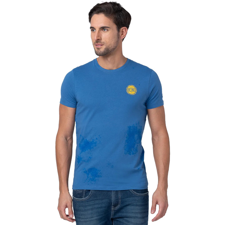 Federal Blue Regular Fit Round Neck Men's T-Shirt by Being Human Clothing