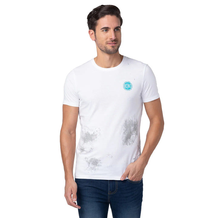 White Regular Fit Men's Short Sleeves T-Shirt by Being Human Clothing