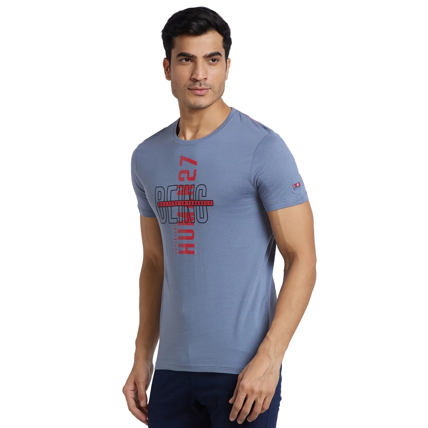 Blue Regular Fit Men's Short Sleeves T-Shirt by Being Human Clothing