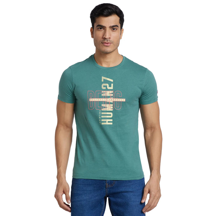 Green Regular Fit Men's Short Sleeves T-Shirt by Being Human Clothing