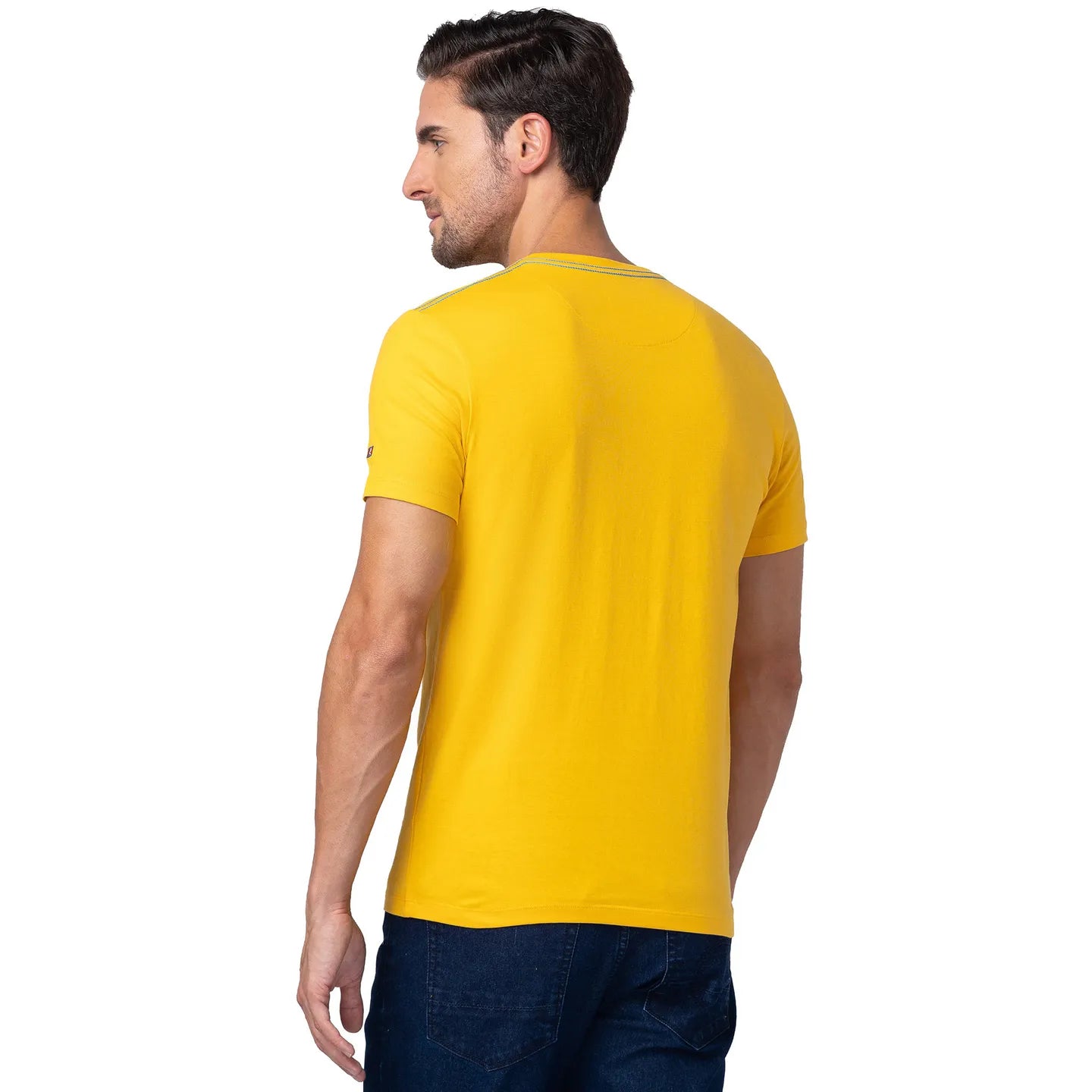Being Human Clothing Men Regular Fit Crew Neck T-Shirts-Mustard