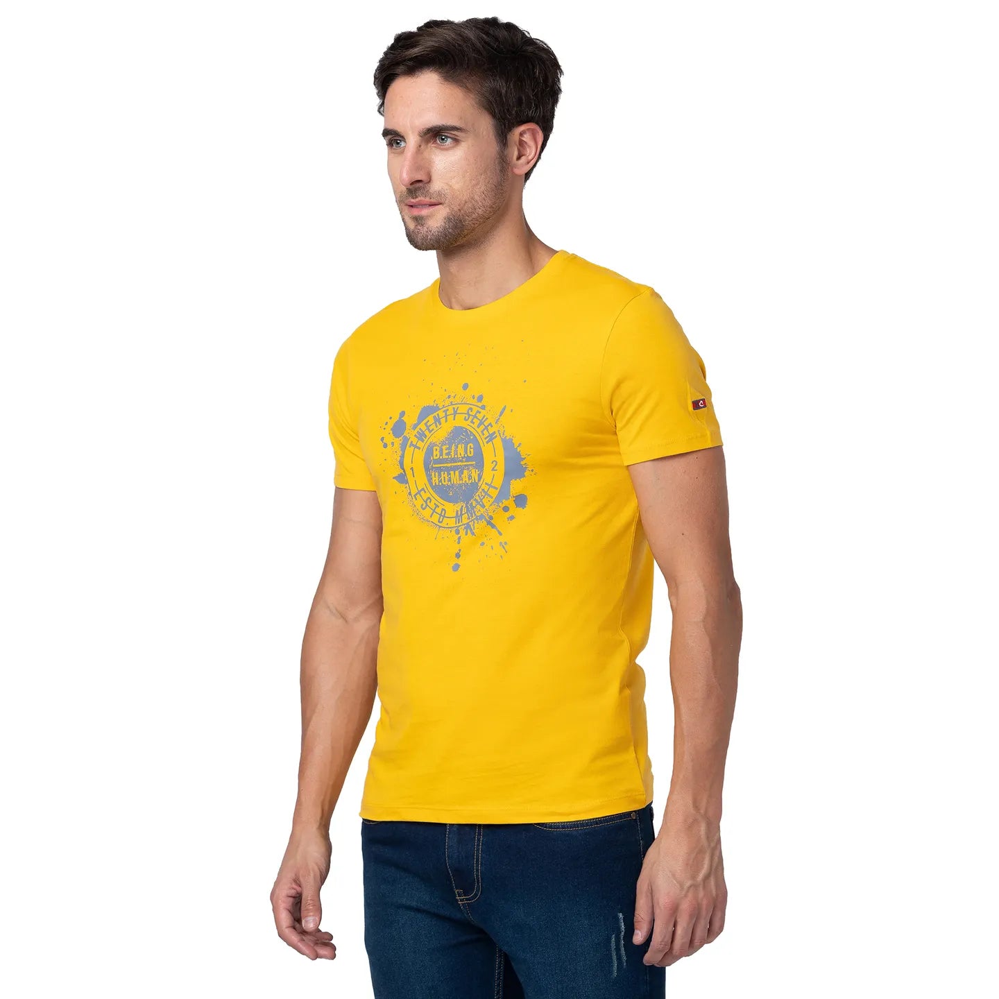 Yellow Regular Fit Men's Short Sleeves T-Shirt by Being Human Clothing