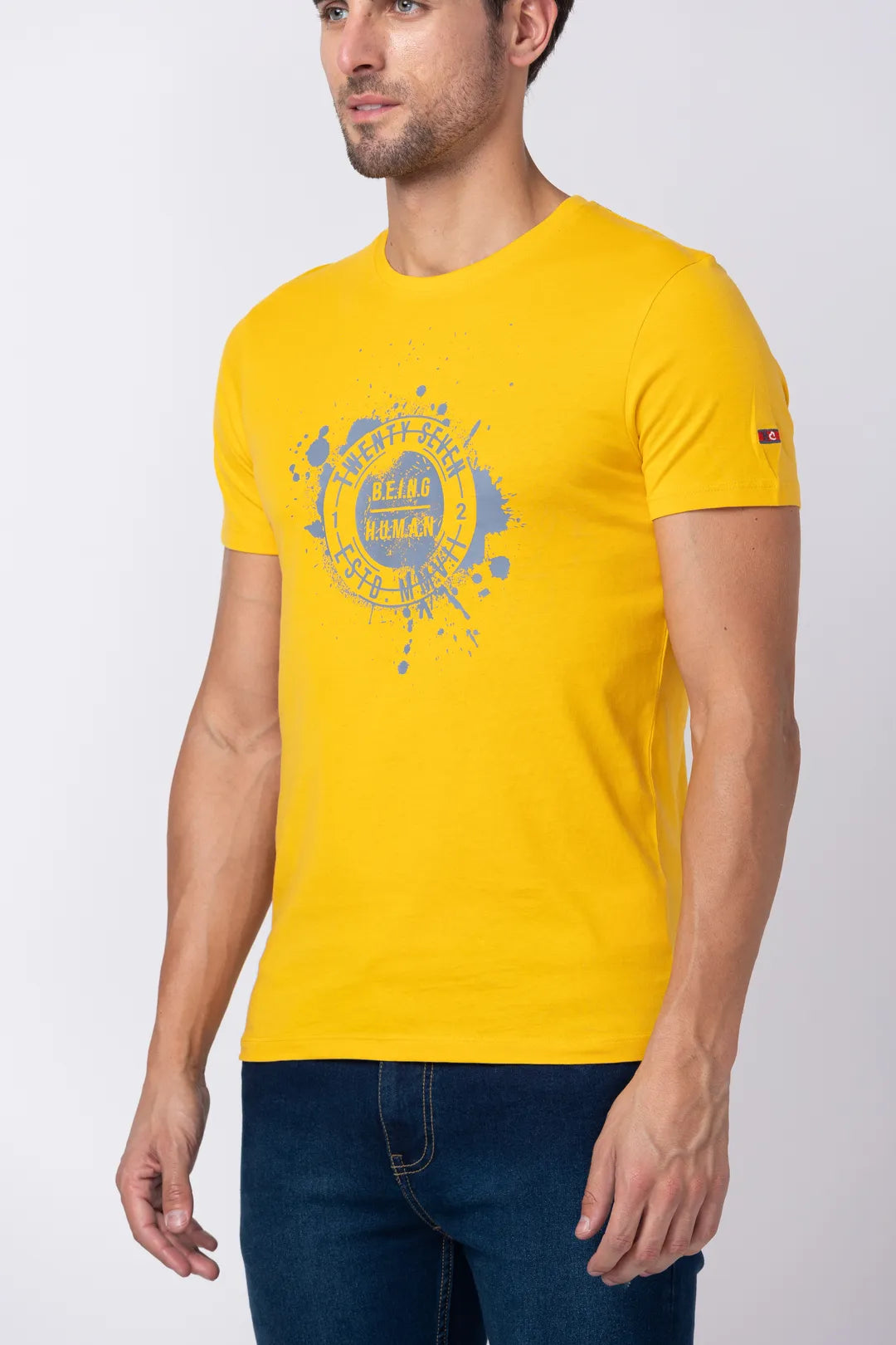 Yellow Regular Fit Men's Short Sleeves T-Shirt by Being Human Clothing