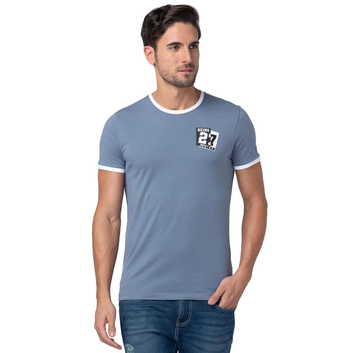 Blue Regular Fit Men's Short Sleeves T-Shirt by Being Human Clothing