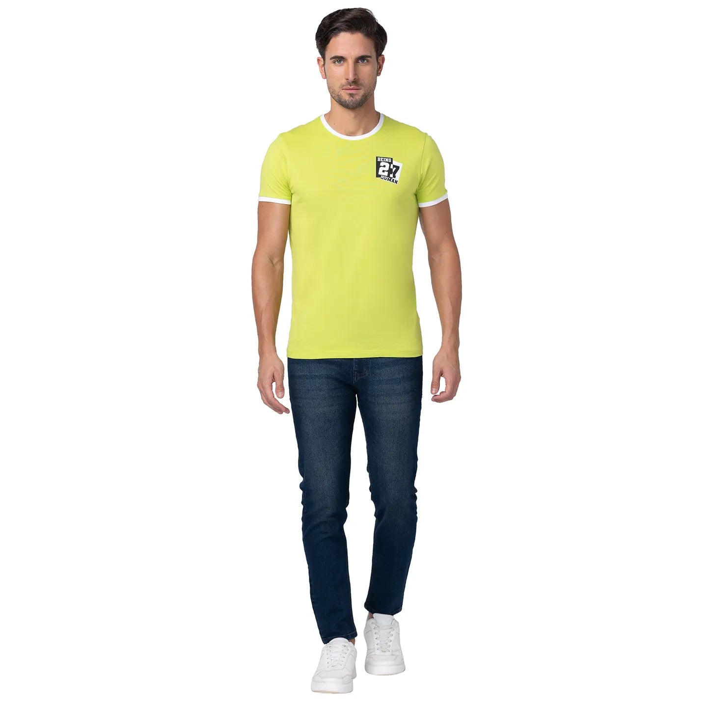 Green Regular Fit Men's Short Sleeves T-Shirt by Being Human Clothing