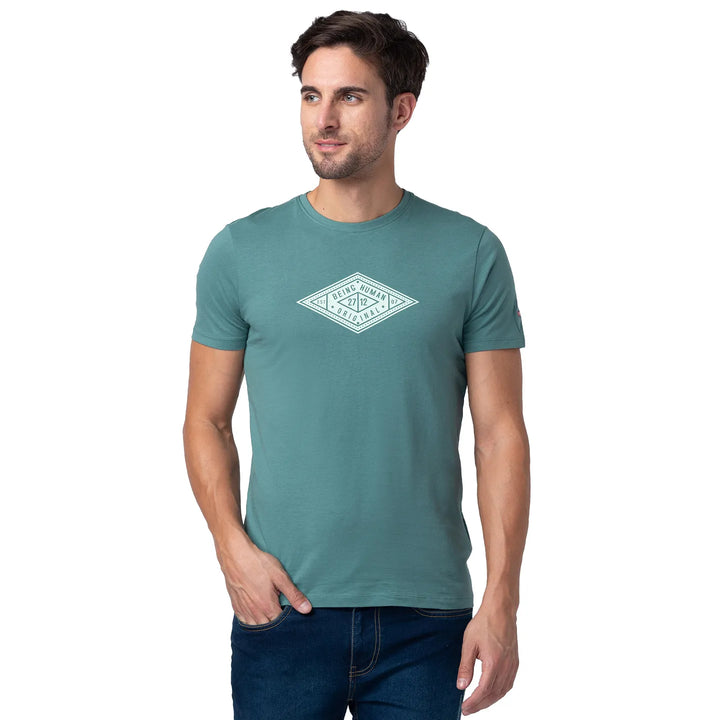Green Regular Fit Men's Short Sleeves T-Shirt by Being Human Clothing
