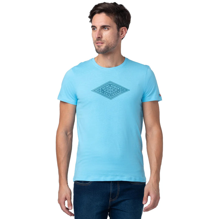 Blue Regular Fit Men's Short Sleeves T-Shirt by Being Human Clothing