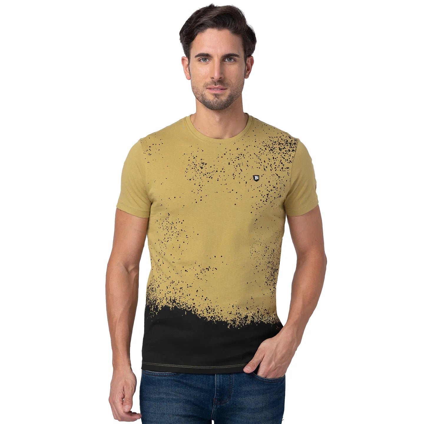 Being Human Clothing Men Regular Fit Crew Neck T-Shirts-Khaki