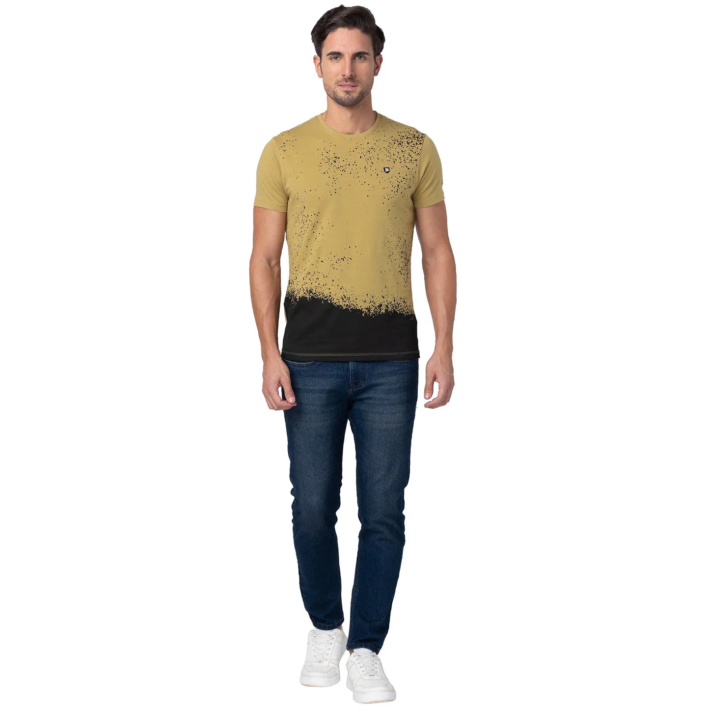 Being Human Clothing Men Regular Fit Crew Neck T-Shirts-Khaki
