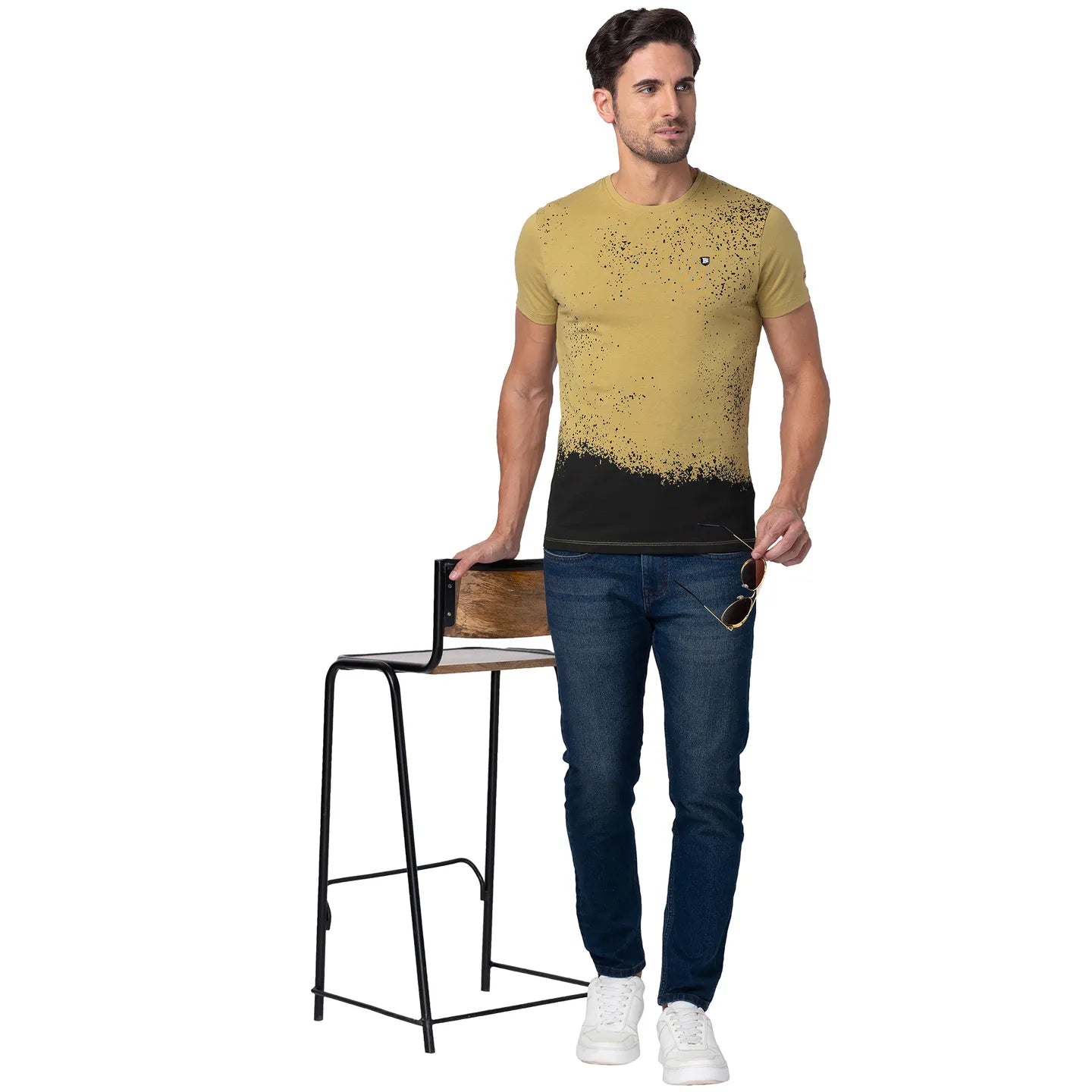 Being Human Clothing Men Regular Fit Crew Neck T-Shirts-Khaki