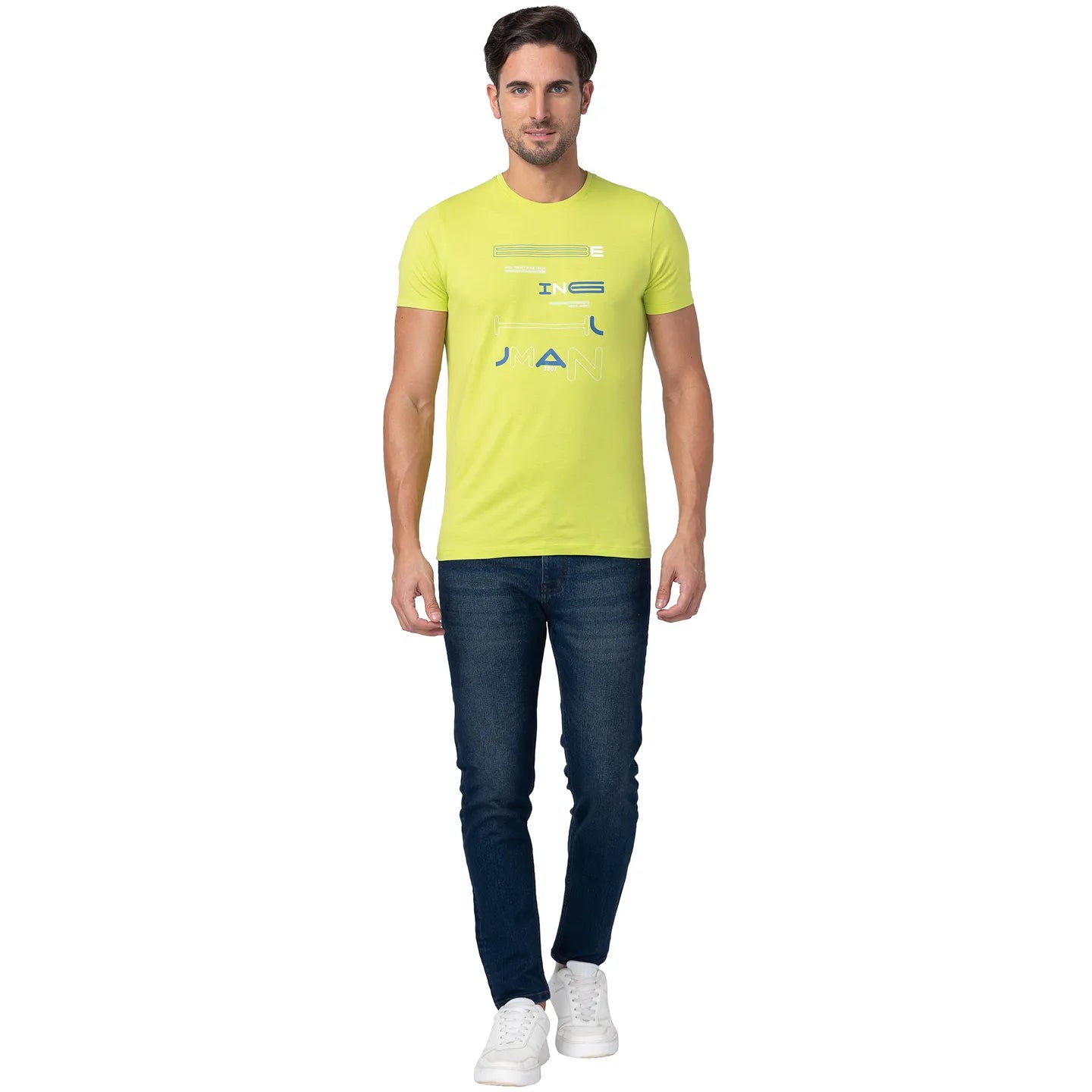 Being Human Clothing Men Regular Fit Crew Neck T-Shirts-Lime Punch
