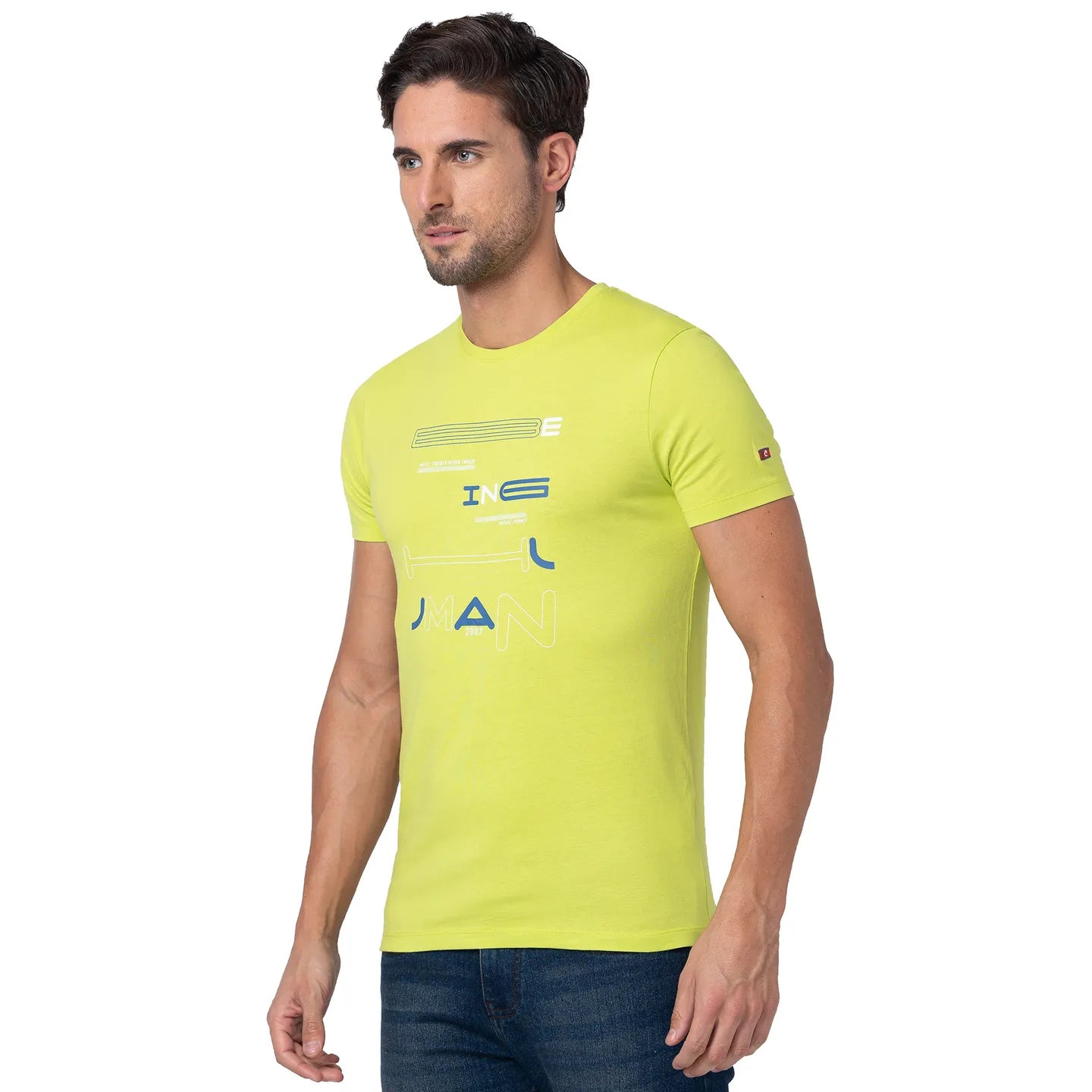 Being Human Clothing Men Regular Fit Crew Neck T-Shirts-Lime Punch