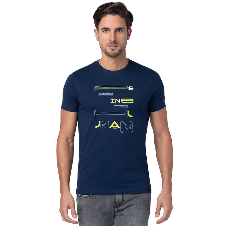 Blue Regular Fit Men's Short Sleeves T-Shirt by Being Human Clothing