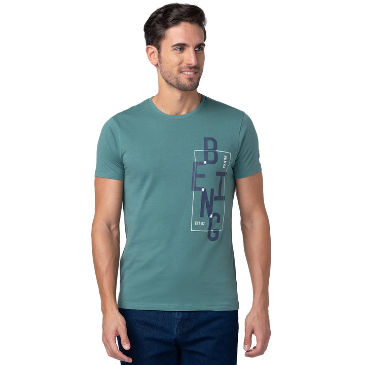 Green Regular Fit Men's Short Sleeves T-Shirt by Being Human Clothing