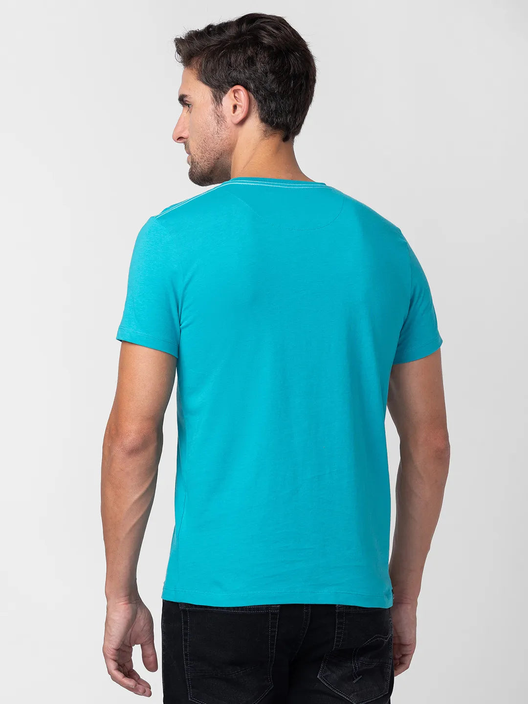 Viridian Green Regular Fit Round Neck Men's T-Shirt by Being Human Clothing