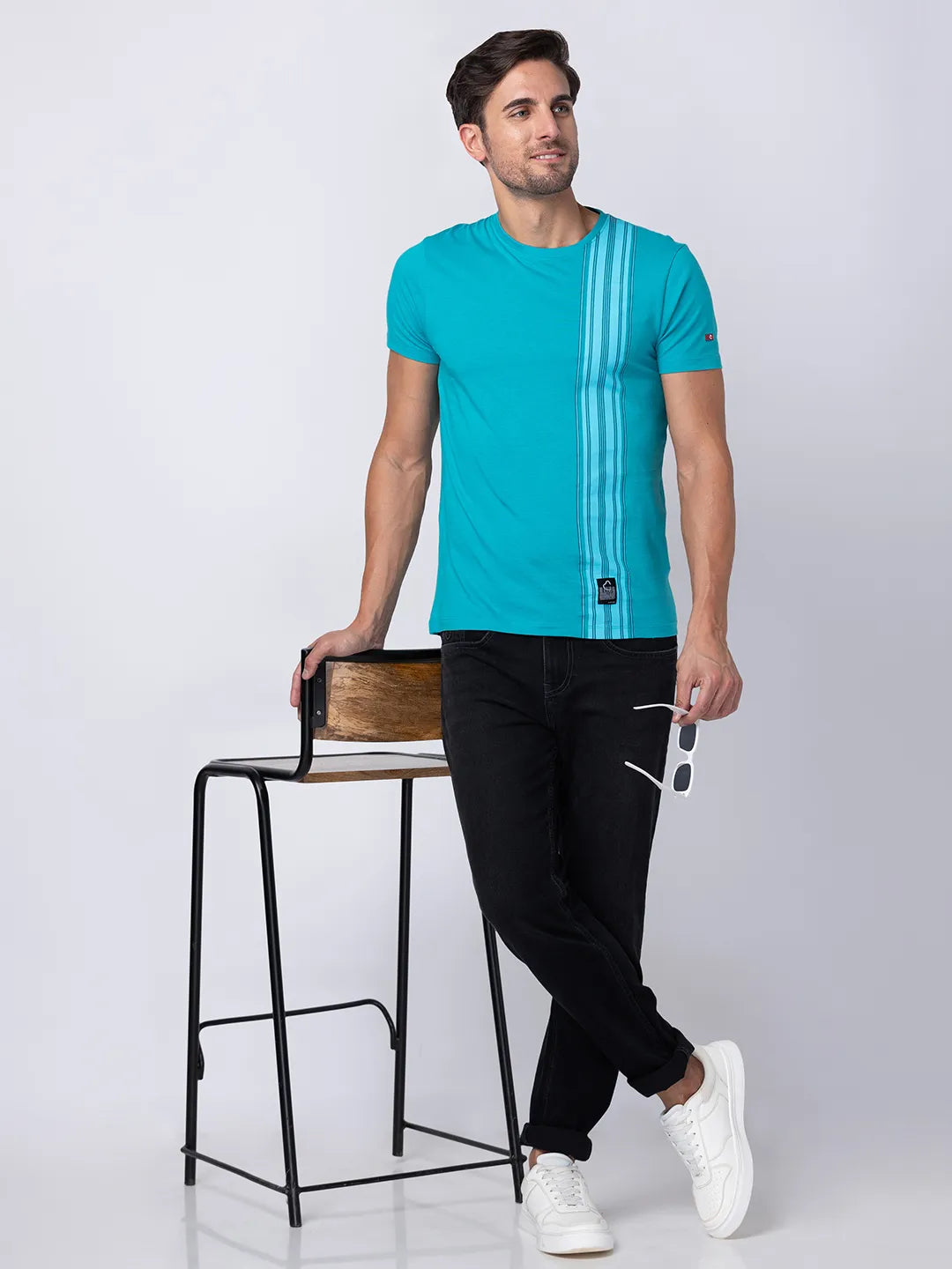 Viridian Green Regular Fit Round Neck Men's T-Shirt by Being Human Clothing