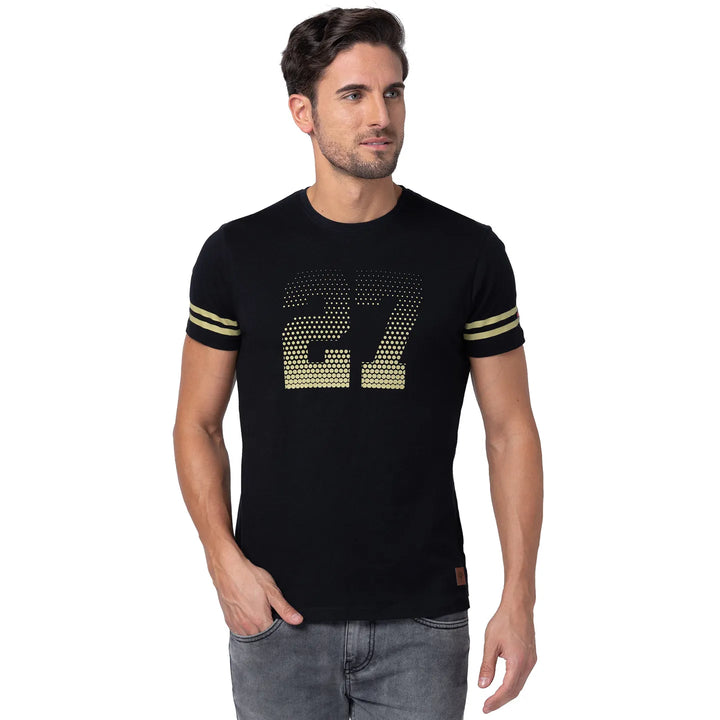 Black Regular Fit Men's Short Sleeves T-Shirt by Being Human Clothing