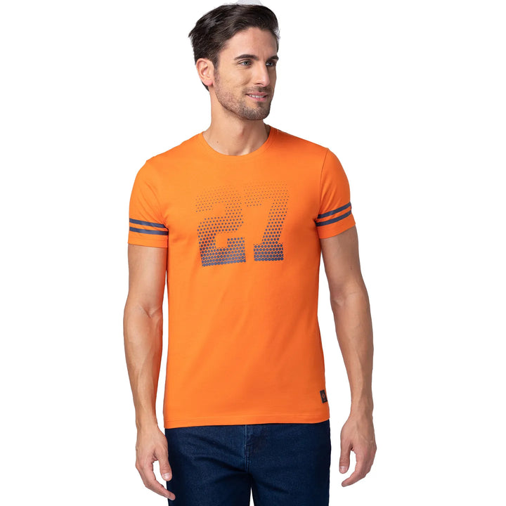 Red Orange Regular Fit Round Neck Men's T-Shirt by Being Human Clothing