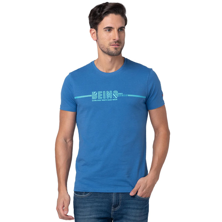 Blue Regular Fit Men's Short Sleeves T-Shirt by Being Human Clothing