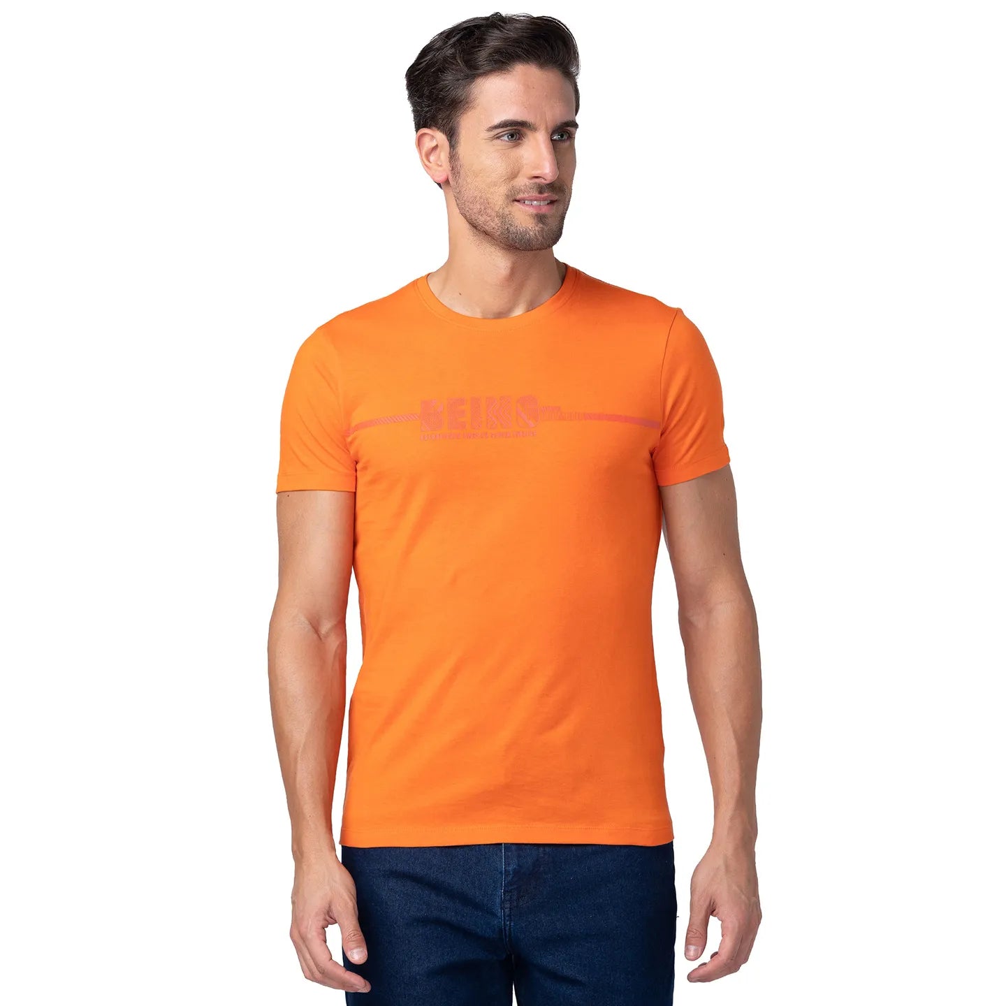 Red Orange Regular Fit V Neck Men's T-Shirt by Being Human Clothing