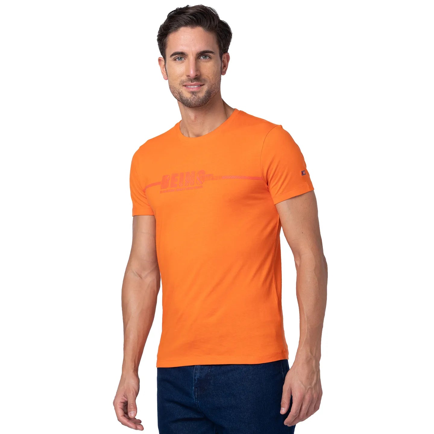 Red Orange Regular Fit V Neck Men's T-Shirt by Being Human Clothing