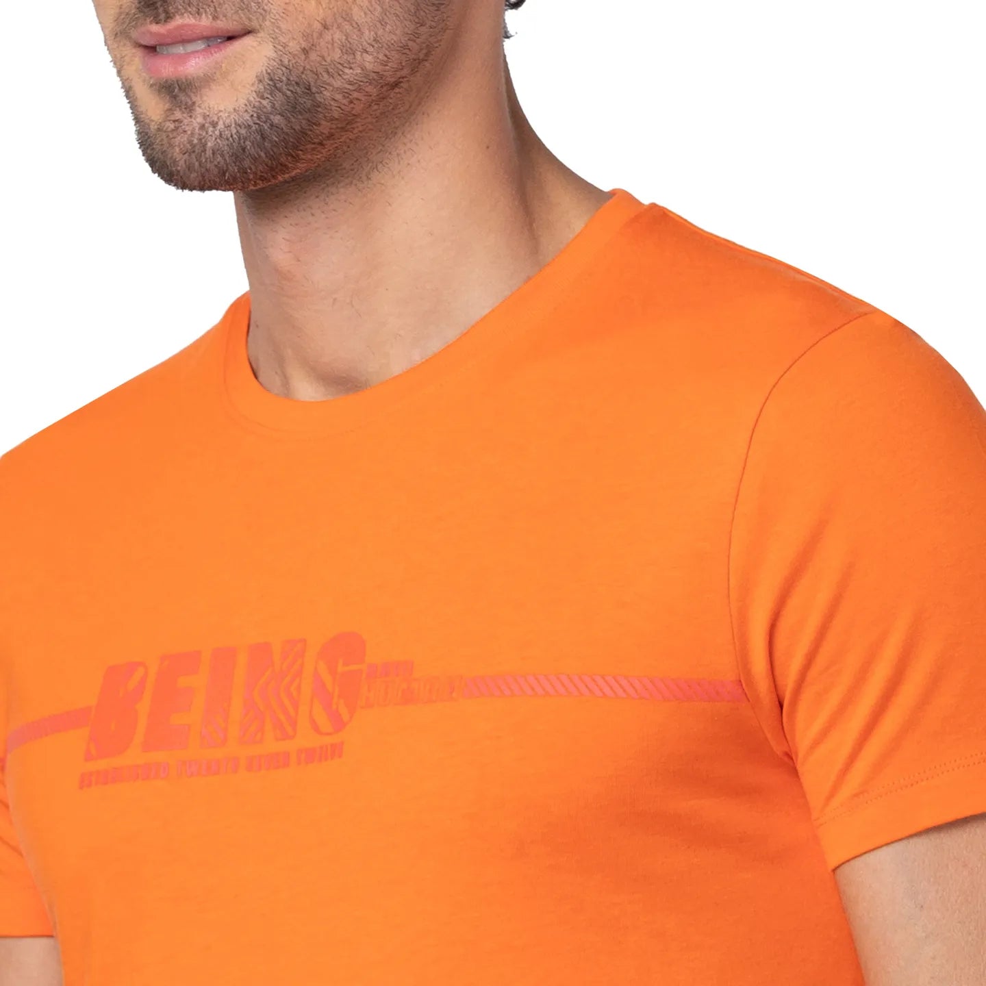 Red Orange Regular Fit V Neck Men's T-Shirt by Being Human Clothing