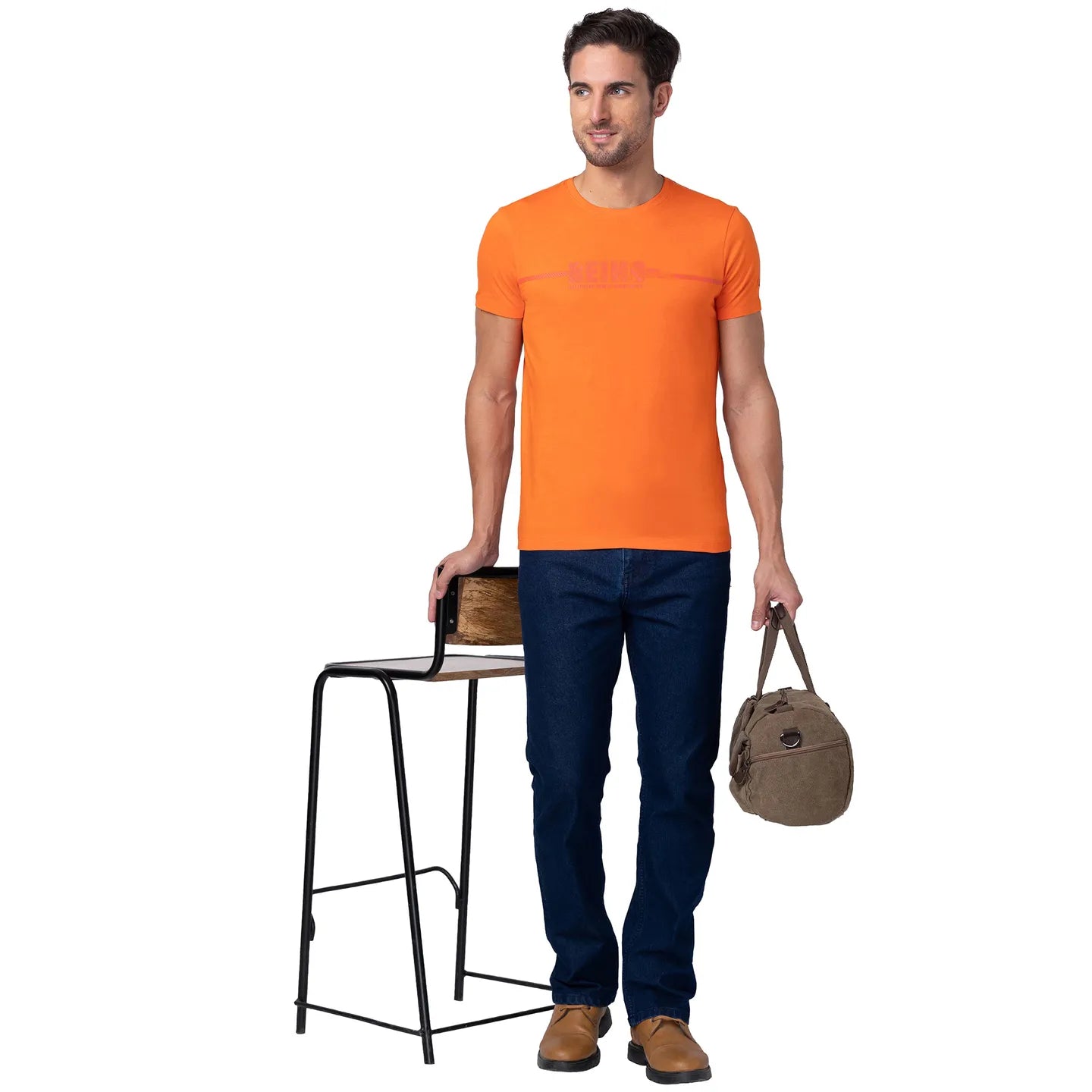 Red Orange Regular Fit V Neck Men's T-Shirt by Being Human Clothing