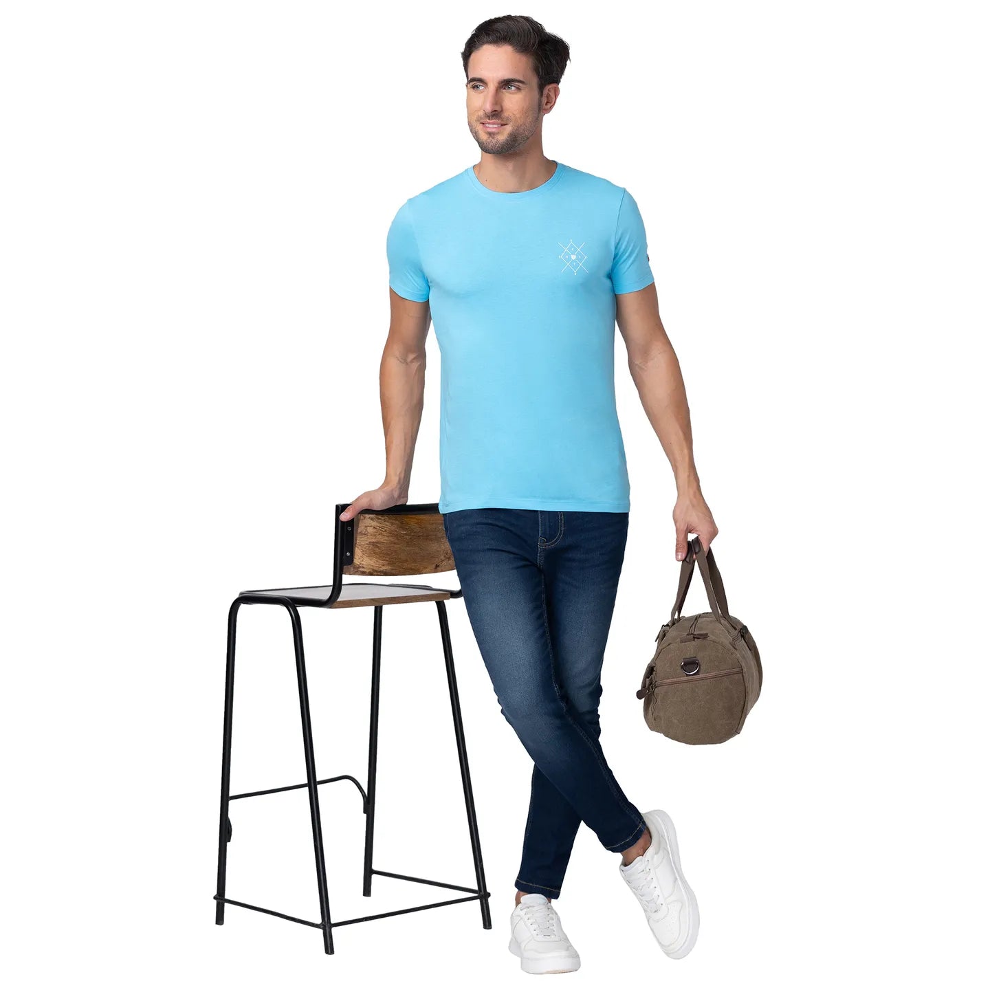 Blue Regular Fit Men's Short Sleeves T-Shirt by Being Human Clothing