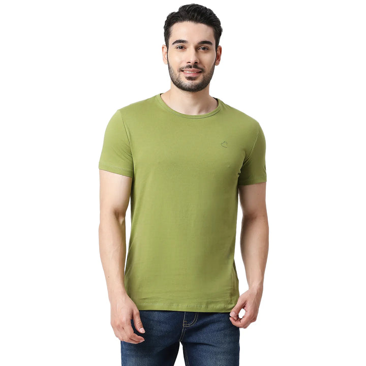 Green Slim Fit Men's Short Sleeves T-Shirt by Being Human Clothing