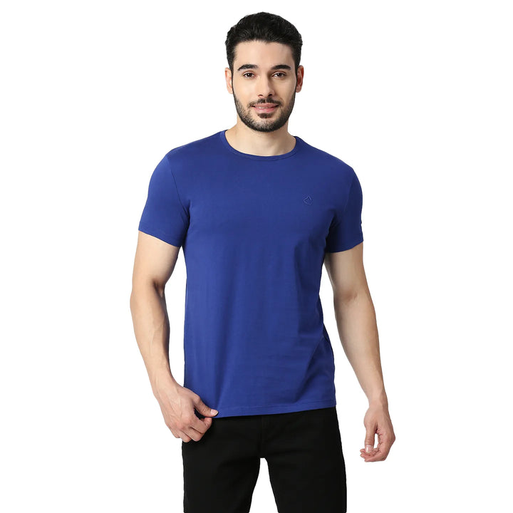 Blue Slim Fit Men's Short Sleeves T-Shirt by Being Human Clothing