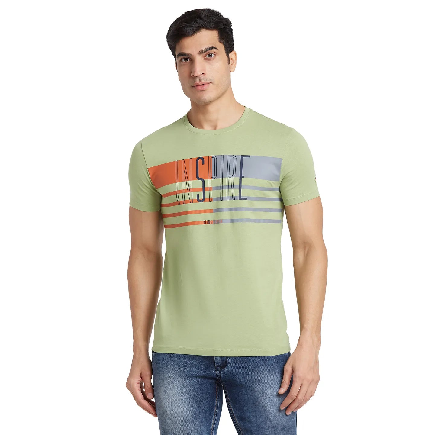 Grey Regular Fit Round Neck Men's T-Shirt by Being Human Clothing