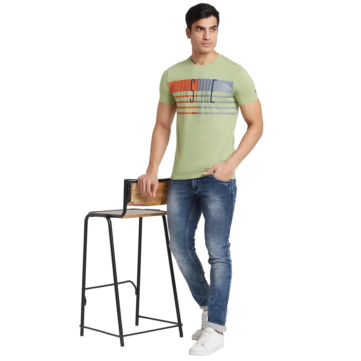 Grey Regular Fit Round Neck Men's T-Shirt by Being Human Clothing