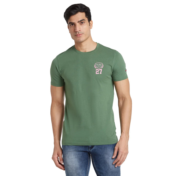Green Regular Fit Men's Short Sleeves T-Shirt by Being Human Clothing