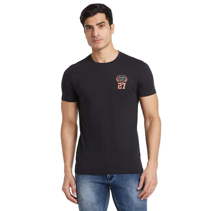 Black Regular Fit Men's Short Sleeves T-Shirt by Being Human Clothing