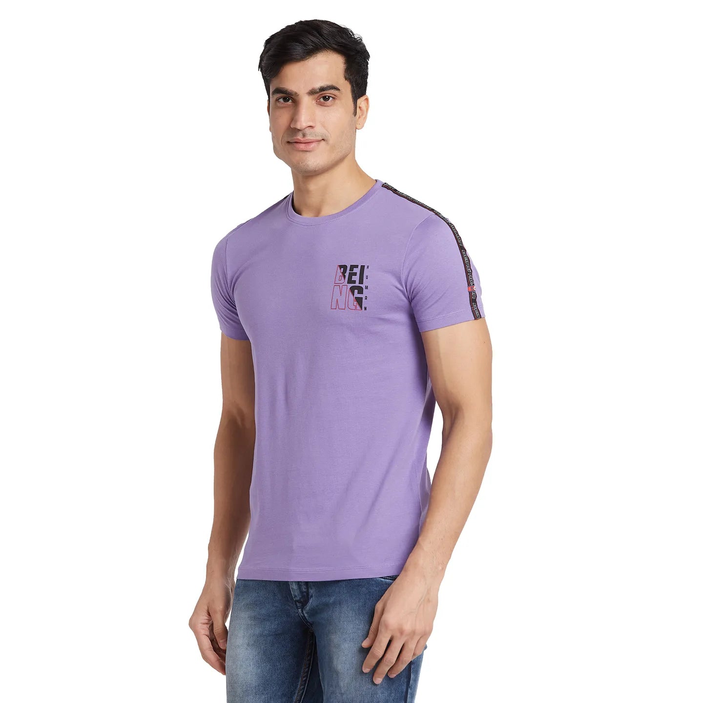 Paisley Purple Regular Fit Round Neck Men's T-Shirt by Being Human Clothing