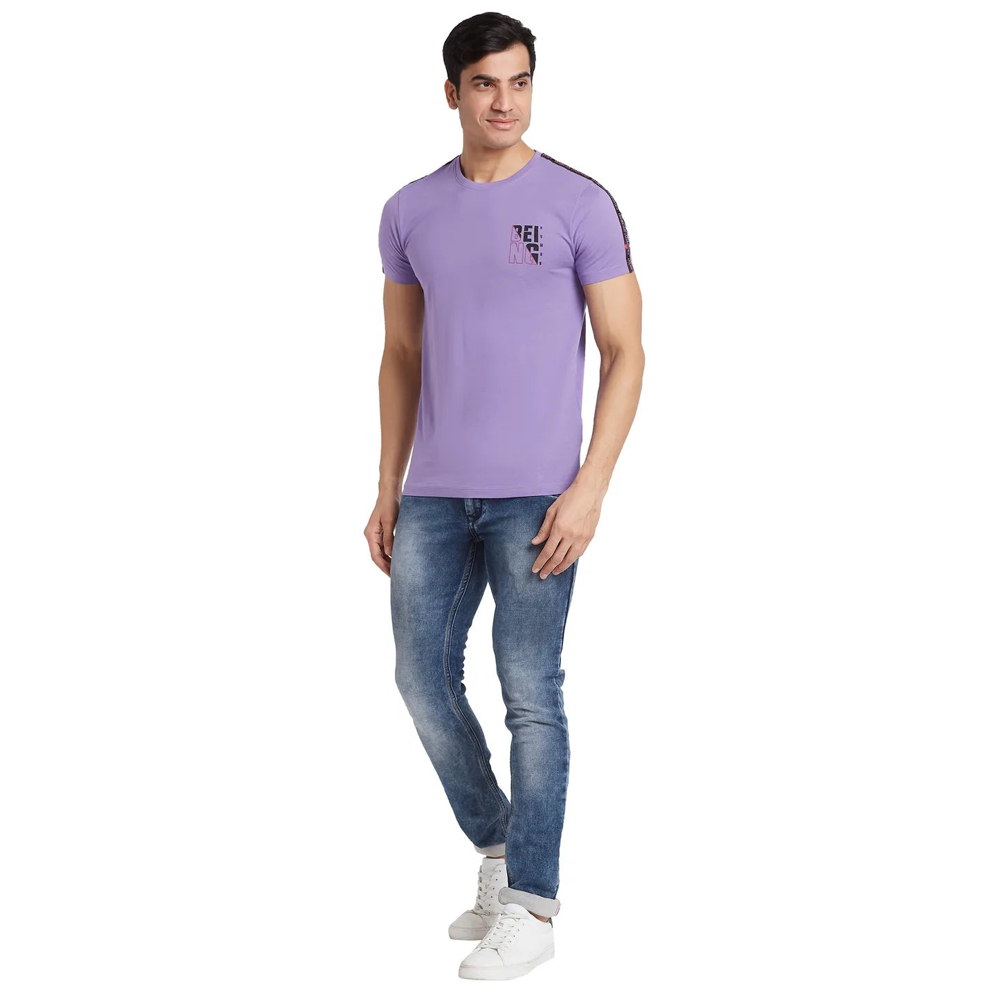 Paisley Purple Regular Fit Round Neck Men's T-Shirt by Being Human Clothing