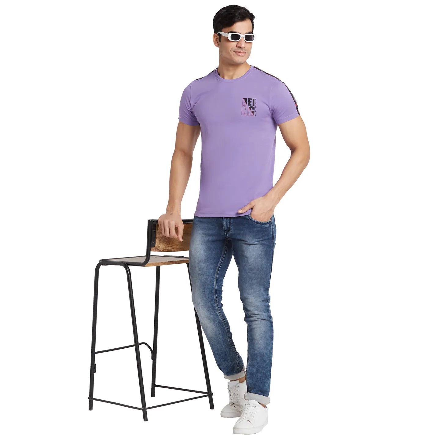 Paisley Purple Regular Fit Round Neck Men's T-Shirt by Being Human Clothing