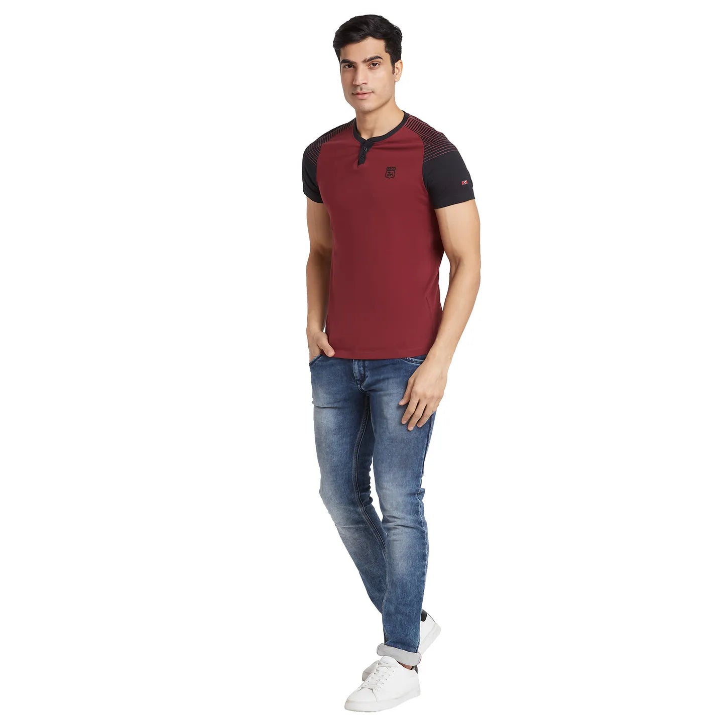 Red Regular Fit Round Neck Men's T-Shirt by Being Human Clothing