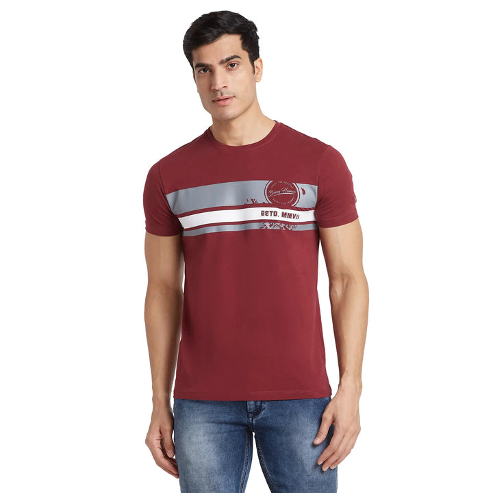 Red Regular Fit Round Neck Men's T-Shirt by Being Human Clothing