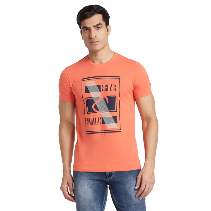 Pink Regular Fit Men's Short Sleeves T-Shirt by Being Human Clothing
