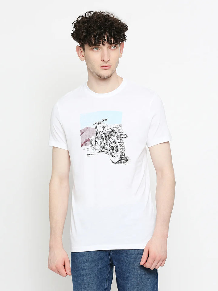 White Regular Fit Men's Short Sleeves T-Shirt by Being Human Clothing